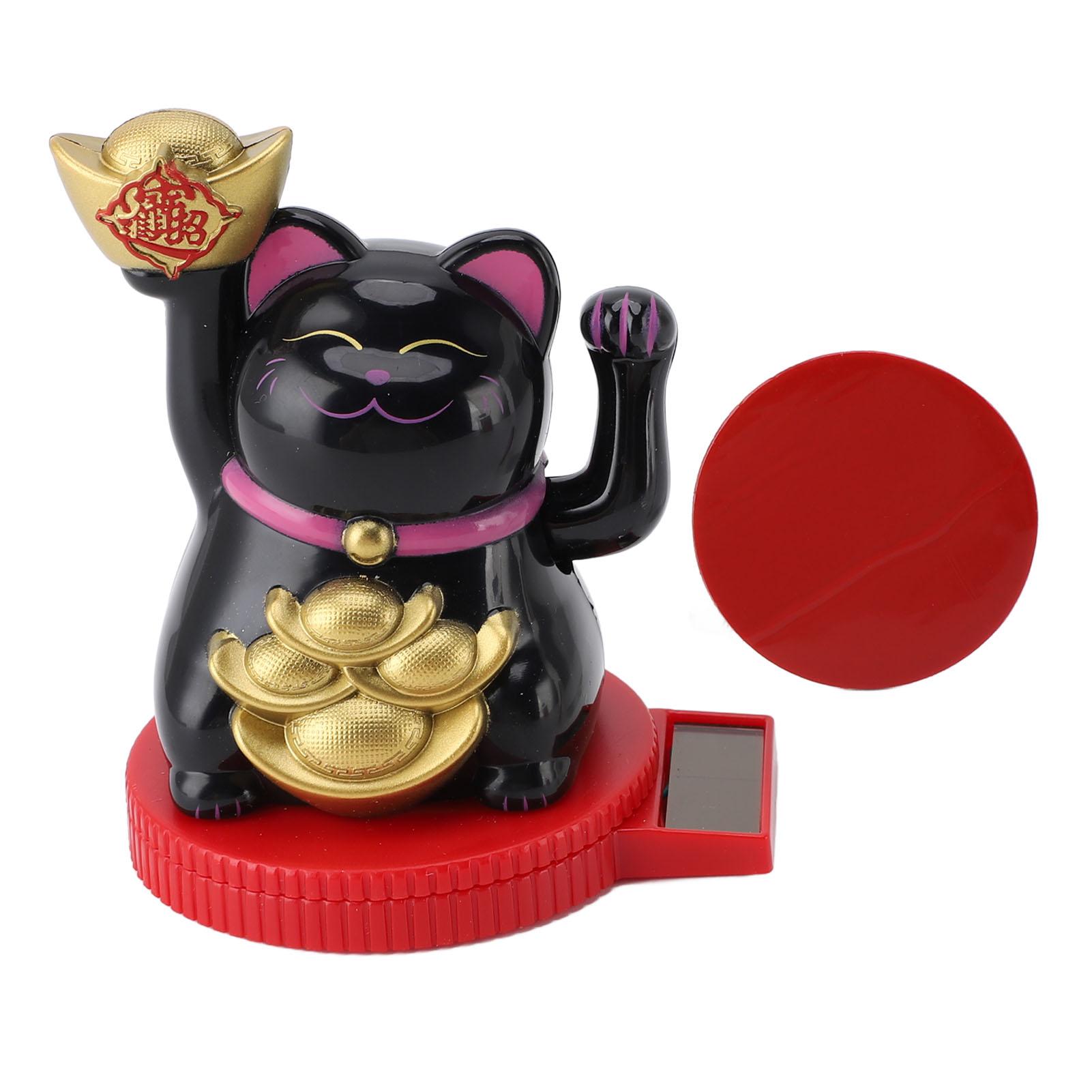 

Solar Powered Lucky Cat Solar Powered Lucky Cat Rotating Base Fortune Cat Statue for Car Dashboard Checkstand Desktop Decoration чёрный