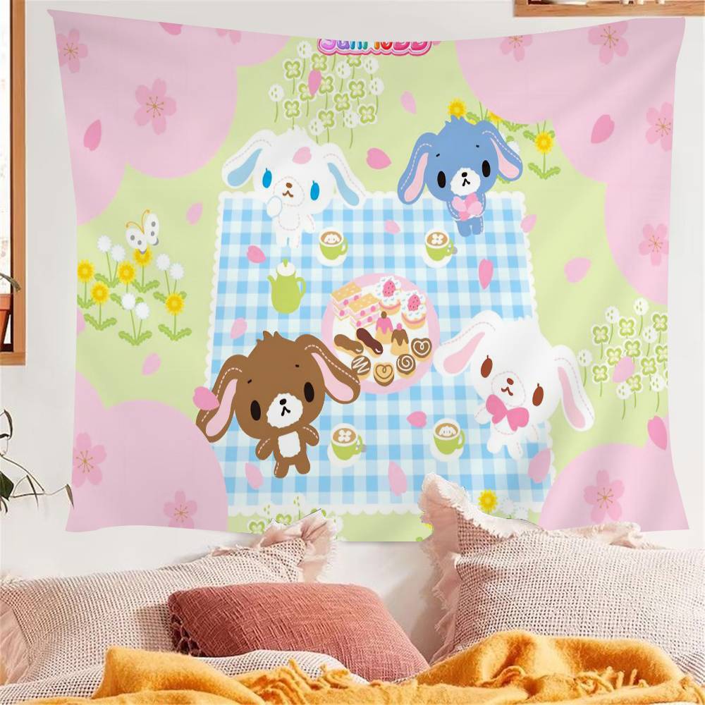 Sugar Bunnies Dreamland Carousel Anime Tapestry Hippie Flower Wall Carpets Dorm Decor Wall Hanging Home Decor