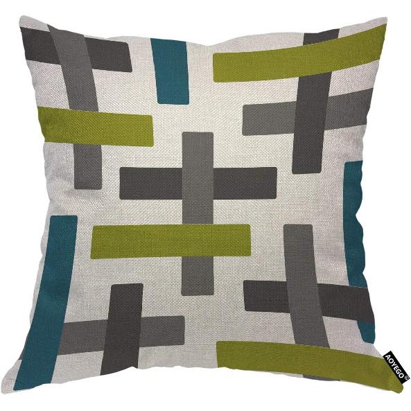 AOYEGO Persian Carpet Tribal Pattern Throw Pillow Cover Persian Embossing Ethnic Geometric Chaotic Diamond Grid Zigzag Pillow Case 18x18 Inch