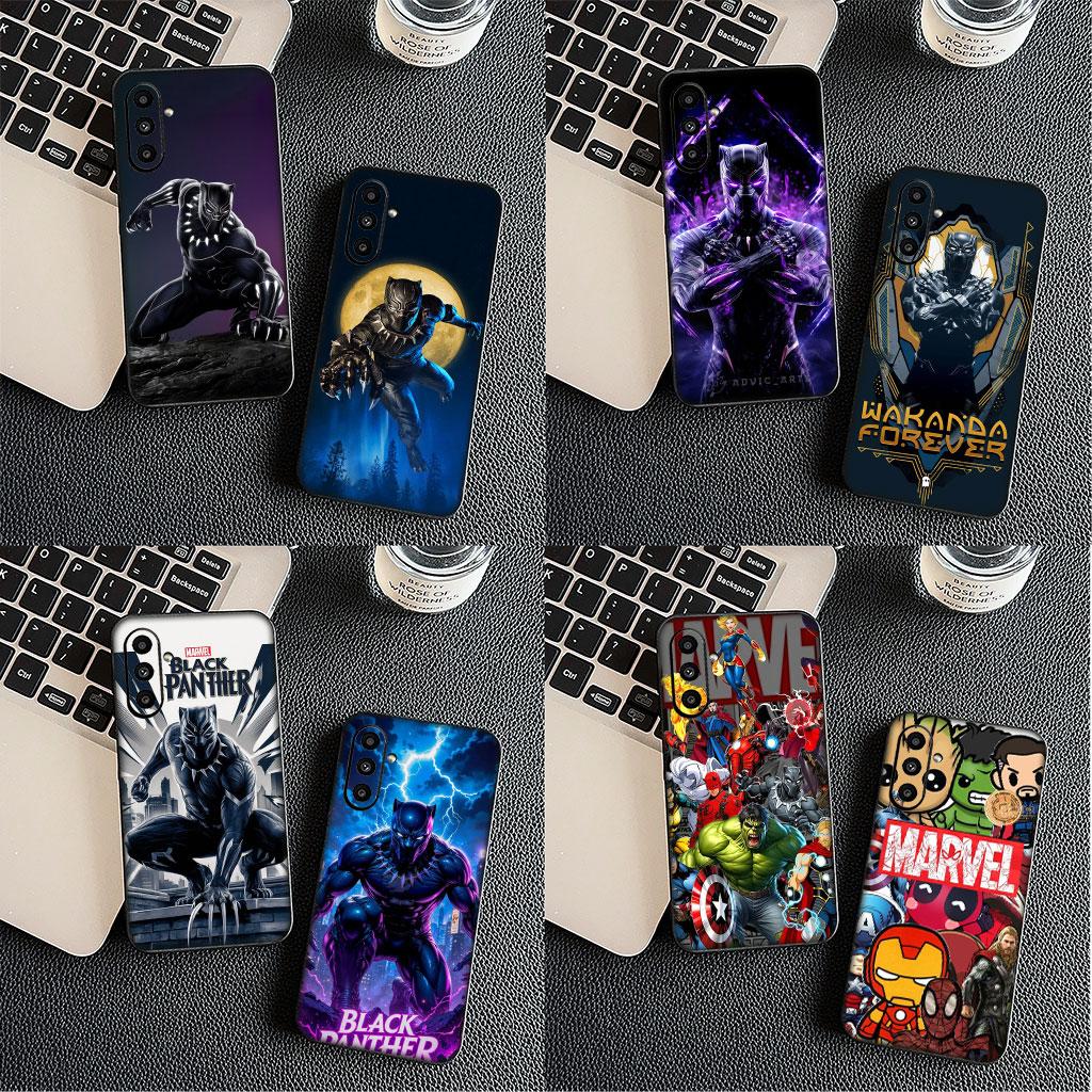 Black Marvel Panther Casing Phone Cover for Samsung Galaxy S22 S21 S20 Fe Ultra S9 Plus + A13 A22 M21 M31 M55 M15 Case