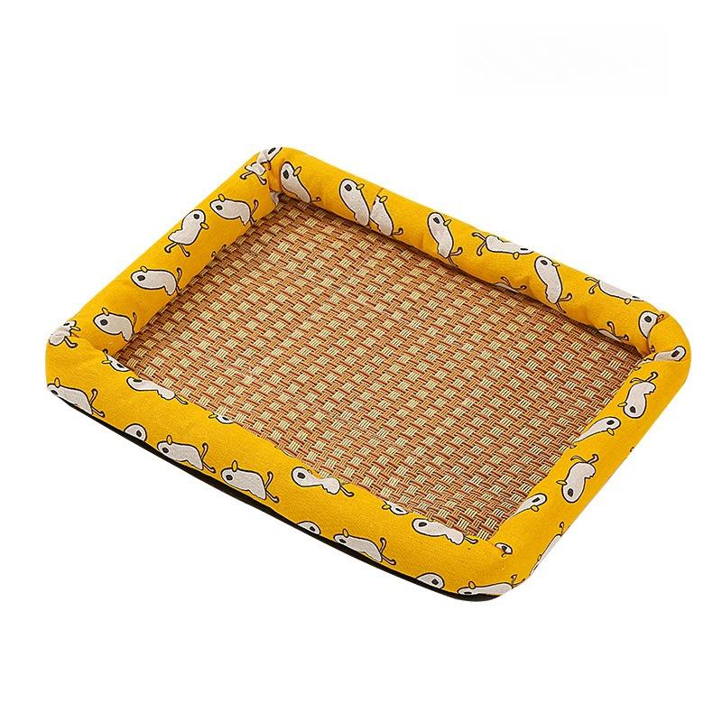 1pc Pet Dog Bed Cooling Mat Summer Cool and Breathable Cat Bed Rattan Mat Square Cool Beds All Season Universal Pet Supplies Wear-resistant Durable
