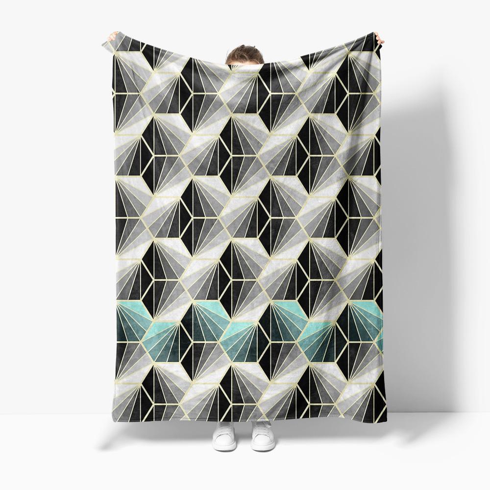 

Geometric Pattern Fleece Blanket - Modern Abstract Hexagon Design Throw Blanket for Sofa Couch Bed Decor Gift 130x150cm51x59in