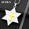 Je Hexagram Star of David JERUSALEM Cross Pendant Necklace for Women Men Stainless Steel Amulet Christian Jewelry Gift