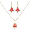 European & American Christmas Jewelry Set: Diamond Stud Earrings & Christmas Tree Necklace