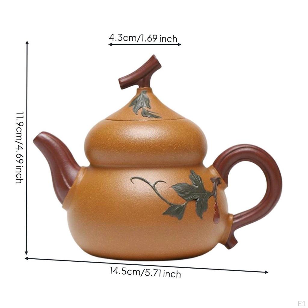 Handmade Clay Teapot Certificate Included Gourd Made Ceramic Tea Pot for Collectors, Gifting