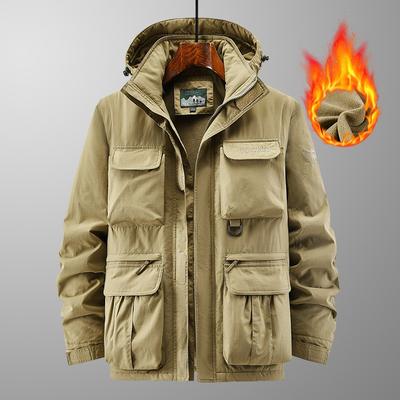 Men's Winter Casual Outdoor Jacket New Multi Pocket Men's Camp Jacket Hiking Windproof Coat