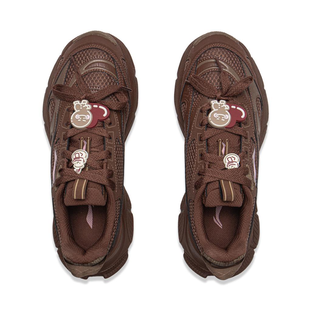 Li Ning Xingji Cushioning Abrasion Resistant Breathable Low top Chunky Sneakers Women's Tan Brown AGCV354-4