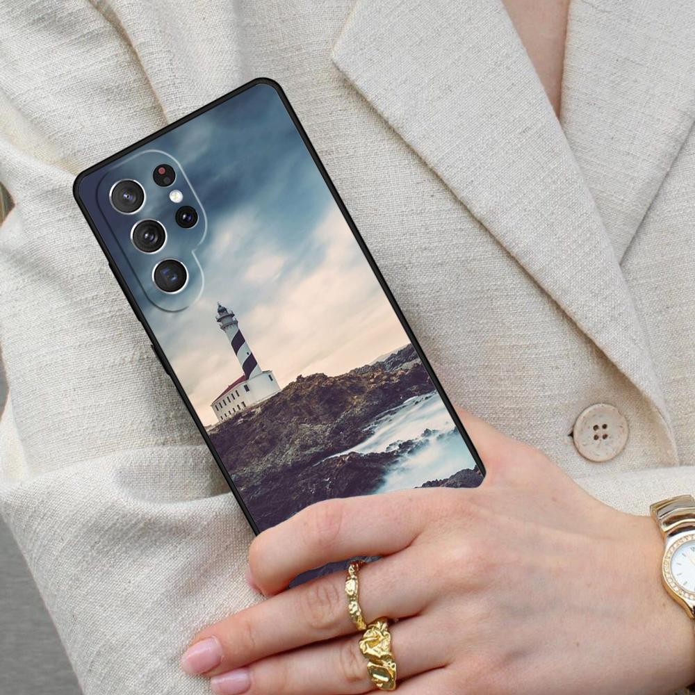 Abstract highway landscape lighthouse Cell Phone Case for Samsung Galaxy S26 Ultra S25 S24 S23 S22 S21 S20 Note10 Cover