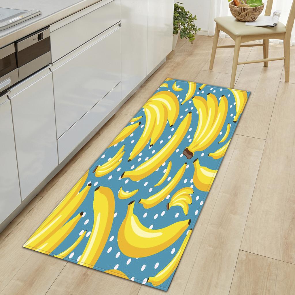 Tapete de cozinha de frutas e vegetais frescos, macio e espesso, tapete de chão de cozinha, à prova d'água, antiderrapante, à prova de óleo, tapete de chão, tapete de corredor