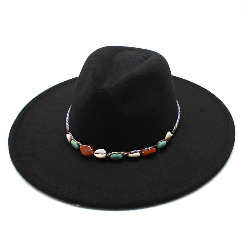 British Style Hat 9.5Cm Large Edge Woolen Top Hat Men'S And Women'S Warm Fringed Jazz Hat