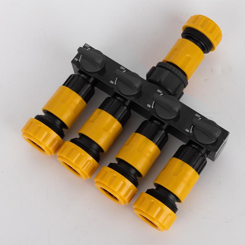 Garden Hose 4-Way Water Splitter with Switch Valve Connector
