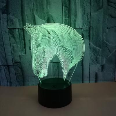 Pferdekopf 3D-Nachttischlampen, bunte Touch-LED-Schreibtischlampe mit USB-Stromversorgung, Geschenkatmosphäre, 3D-kleine Tischlampe