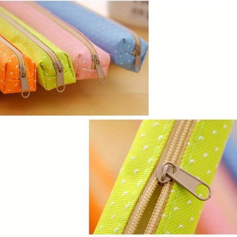 1 Pcs Cute Candy Color Pencil Dot Canvas Pen Bag Stationery Pouch For Girls Gift Office School Supplies