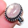 Anel de Prata Esterlina 925 Artesanal com Pedra Preciosa Quartzo Rosa Tamanho 8.5