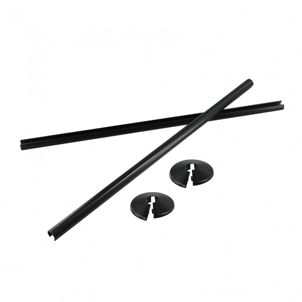 2 ks Krytů na radiátorové trubky + Objímky na trubky 15 x 500 mm / Objímky na trubky 15 mm bílá černá