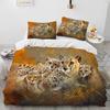 Set Biancheria da Letto Trapuntato di Lusso Animale Tigre Leopardo Lupo 3D, Set Letto Copripiumino Coperta Copricuscino, Set Biancheria da Letto King Queen Size