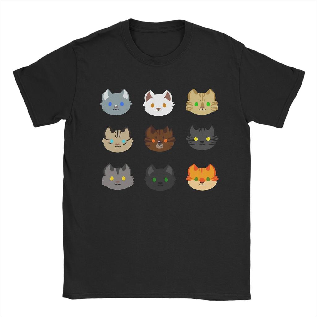 Donnerclan T-Shirt Unisex Samurai Katze Vintage Reines Baumwoll-T-Shirt Rundhals Kurzarm T-Shirt Übergröße Kleidung
