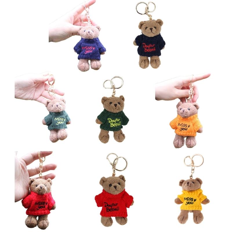 Letter Sweater Bear Backpack Pendant Keychain Birthday Gifts for Boys Girls