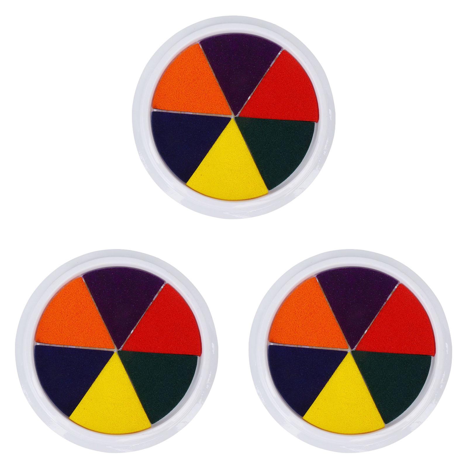 

3Pcs Ink Pads 6 Colors Washable Round Stamp Pads for Finger Painting Crafts Projects