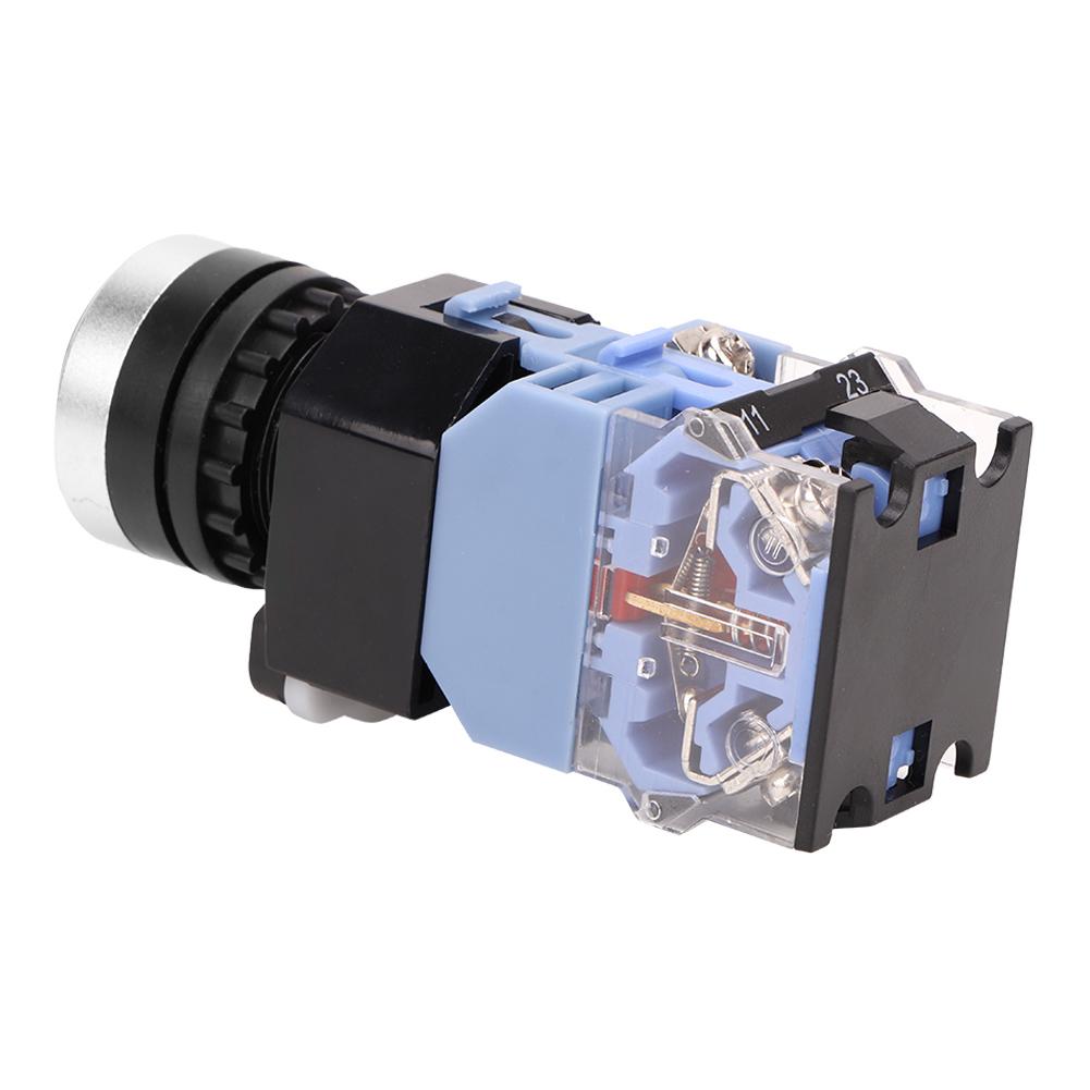 10 Pcs BEM38 11D Self Reset Flat Head Button Switch 1 On 1 Off Button Switch 22mm(Green Light)