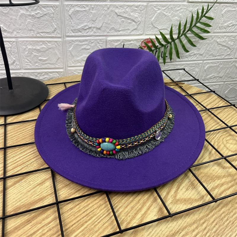 European and American new jazz hats men's and women's retro top hats woolen top hats ethnic style gentleman hats felt hats