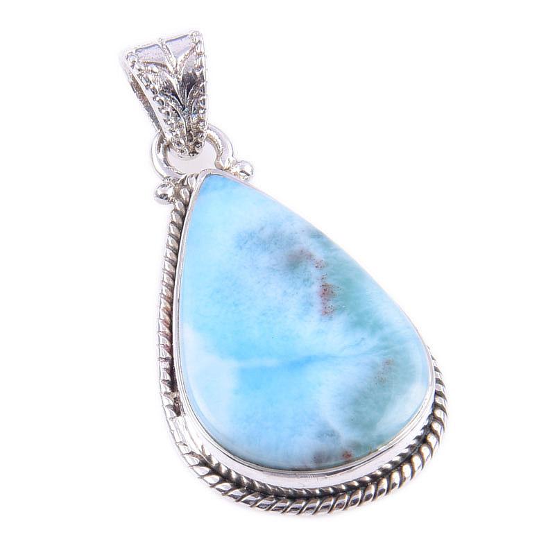 Natural Republic Larimar Gemstone 925 Solid Sterling Silver Pendant 1.25'' u7j44
