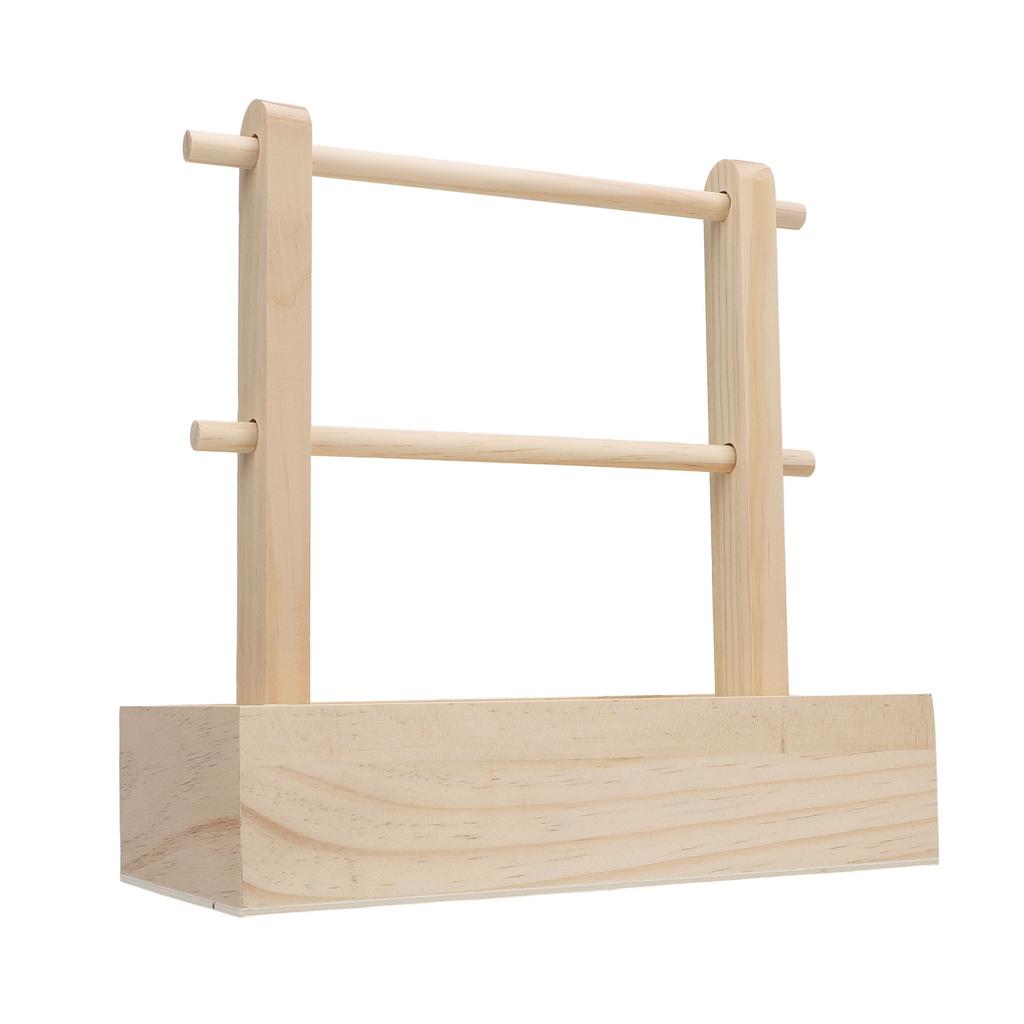 Wooden Yarn Storage Rack Double Layer Portable Non Slip Crochet Yarn Holder with Storage Drawer