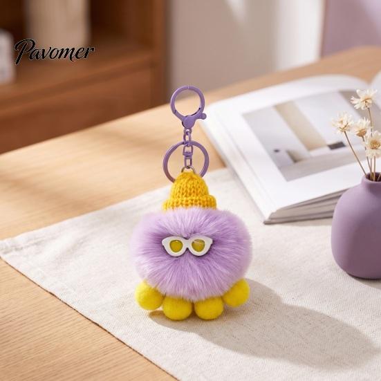 Draagbare Sleutelhanger Pluche Octopus Sleutelhanger, Donsachtig Gevuld Zee Dieren Tas Hanger, Hangende Sleutelhanger Gebreide Muts met Sleutelring voor Rugzakken en Handtassen Zacht