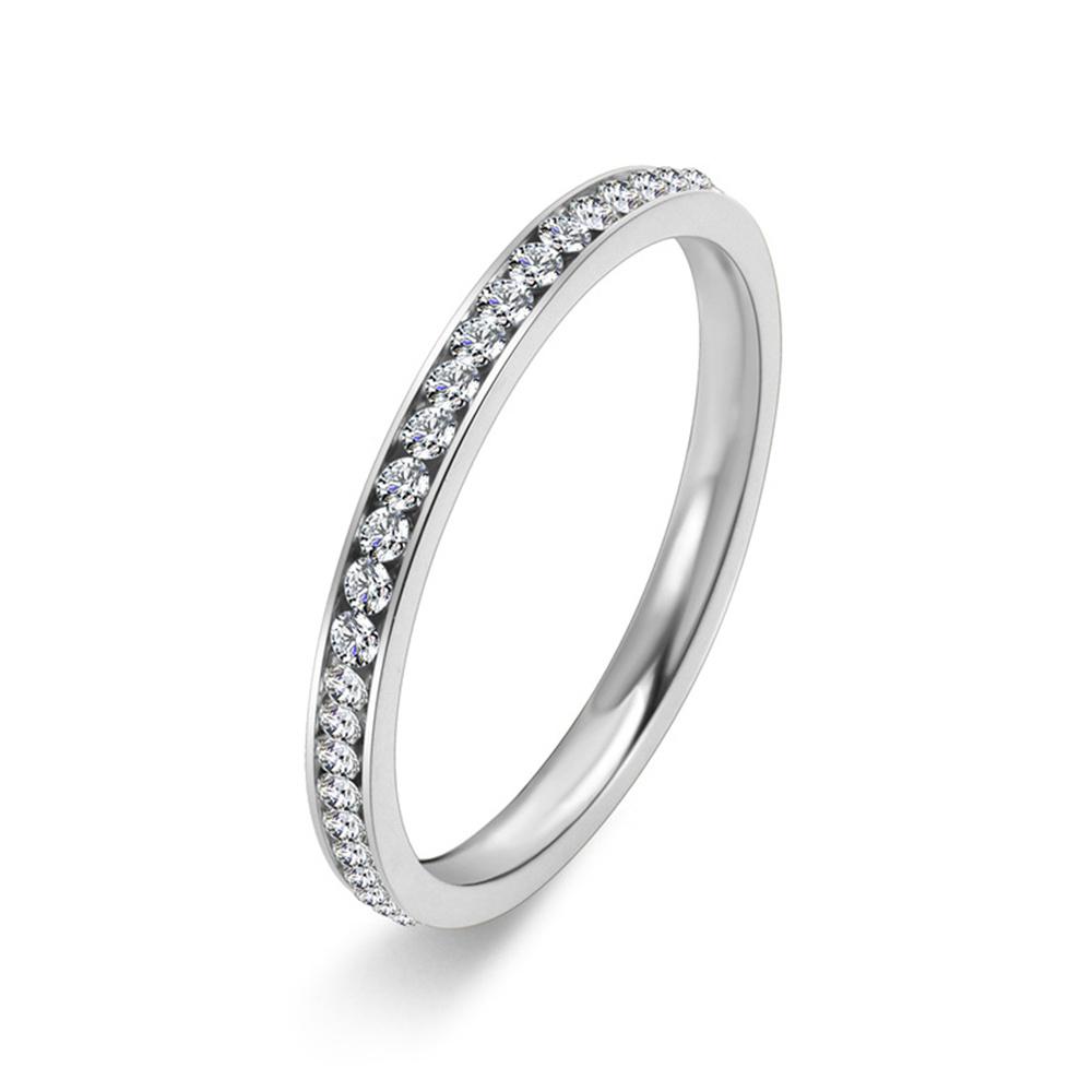 

2mm Iced Out Cubic Zirconia Ring Female Gold Silver Color Stainless Steel Wedding Band Rings for Women Fashion Jewelry Gift 2025 5&as picture