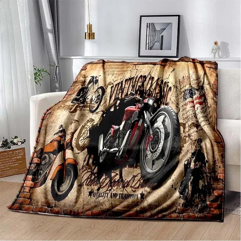 3D retro motorcycle  area Printing Blanket,Fashion Soft Cozy Living room Bedroom Sofa Bed Travel Blanket Birthday Gift
