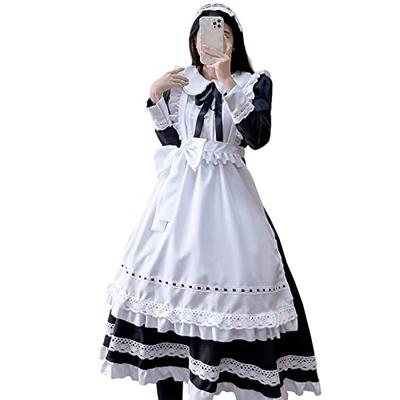 [NOKIJP] Dienstmädchen Kostüm, Cosplay, Britischer Stil, Spitze, Band, Langarm, Kurzarm, Langarm, Spitze, Britisch, Halloween, Formell, Dienstmädchen Café, Coff