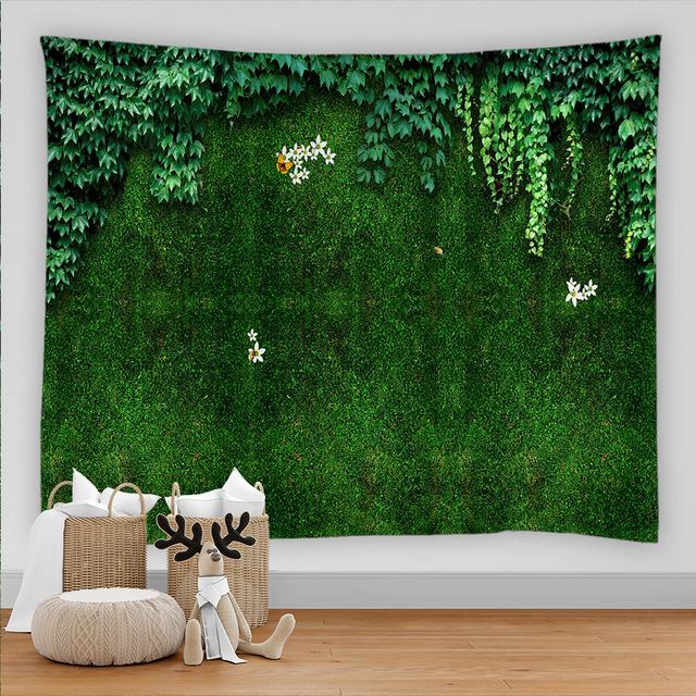 Tropische Pflanze Gras Tapisserie Blume Grüne Pflanze Wandbehang Tuch Böhmische Wandteppiche Kunst Wohnkultur Druck Teppich Yoga-Matte