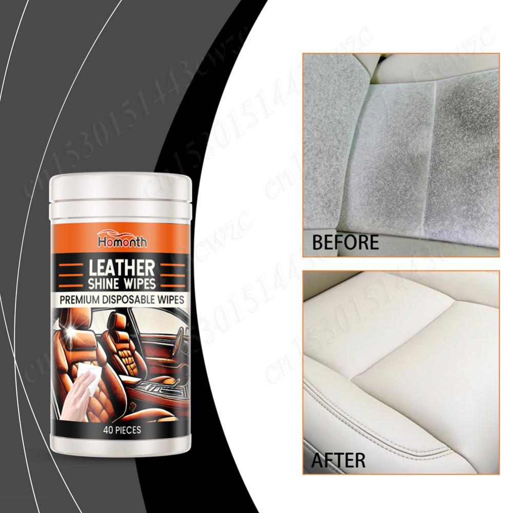 40Pc Leather Cleaner&Conditioner Wipes Leather Cleaner Wipes Car Leather Wipes Conditioning Wipes Dashboard Console Dust Remover