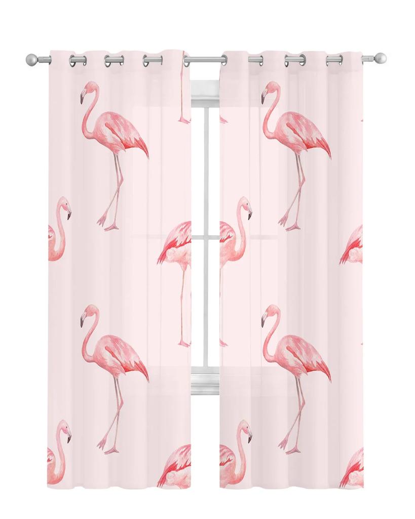 Nordic Stil Rosa Flamingo Sheer Vorhänge Wohnzimmer Fenster Tüll Vorhänge Für Schlafzimmer Küche Home Dekoration Voile Vorhänge