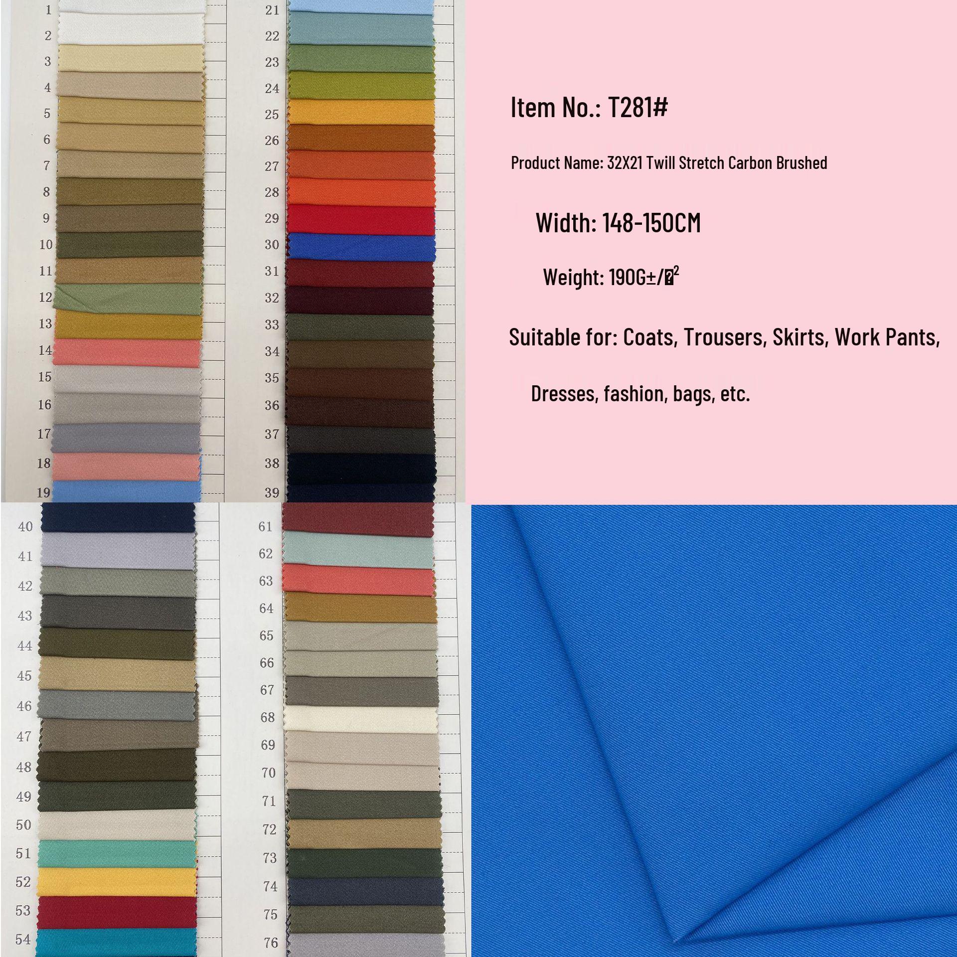 32x21 Stretch Carbon Brushed Cotton Imitation Tencel Twill Fabric for Casual Workwear Pants