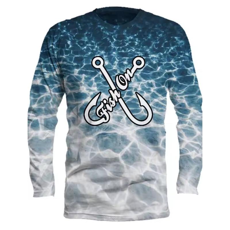 3D-Druck Herren Angelshirt Outdoor Langarm UV-Schutz Atmungsaktiv Schnelltrocknend Leicht Schweißableitend Tops Frühling Sommer Angeln