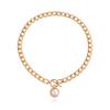 Simple Cuban thick chain OT buckle pearl pendant necklace, punk ins trend item.