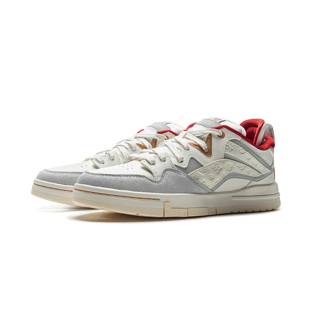 New LiNing Slip-Resistant Cushioning Abrasion-Resistant Low-Top Skateboard Shoes Men's White Gray Red AEPV019-3
