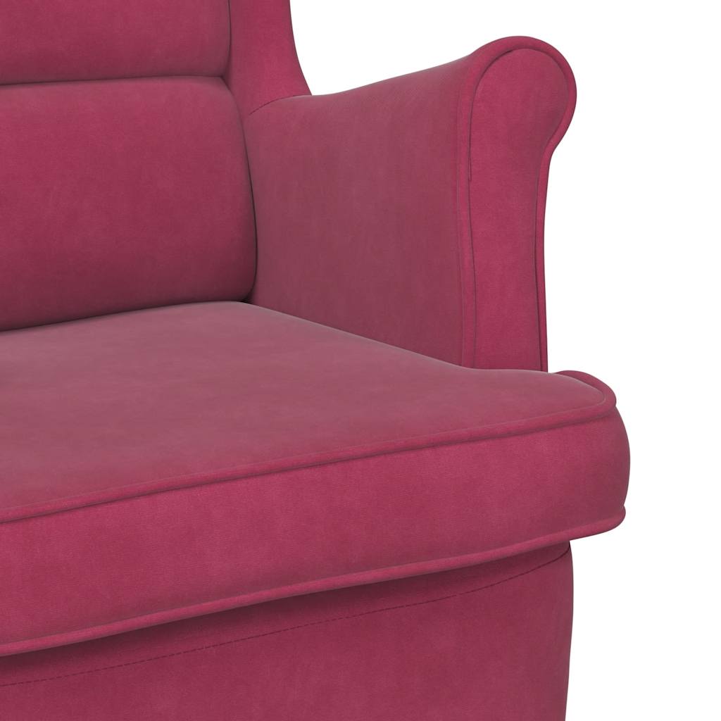 Vidaxl Rocking Armchair with Rubber Feet, Wine Red, Velvet