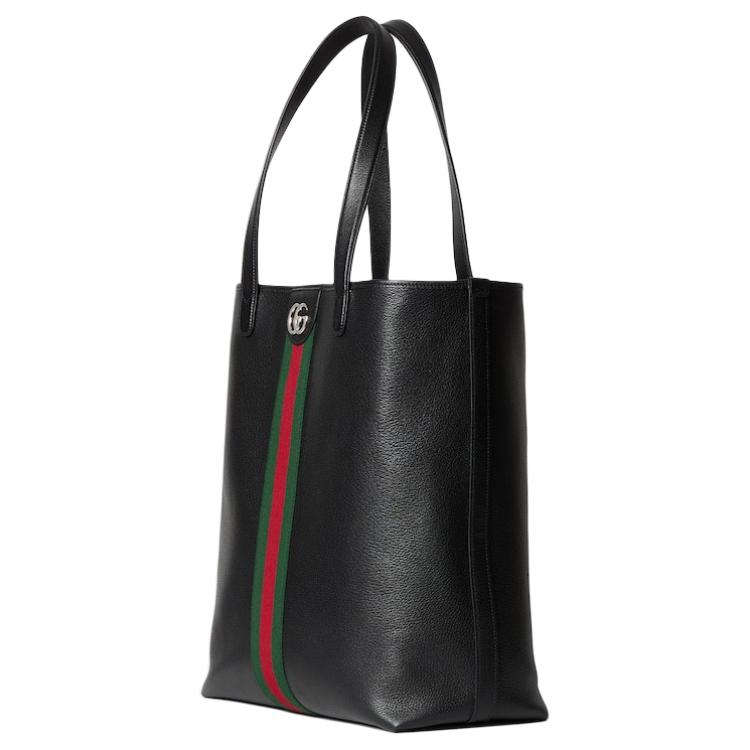 Gucci Ophidia Web Detail Double G Logo Soft Leather Tote Bag Men Tote Bags Black 834463-AAE1A-1042