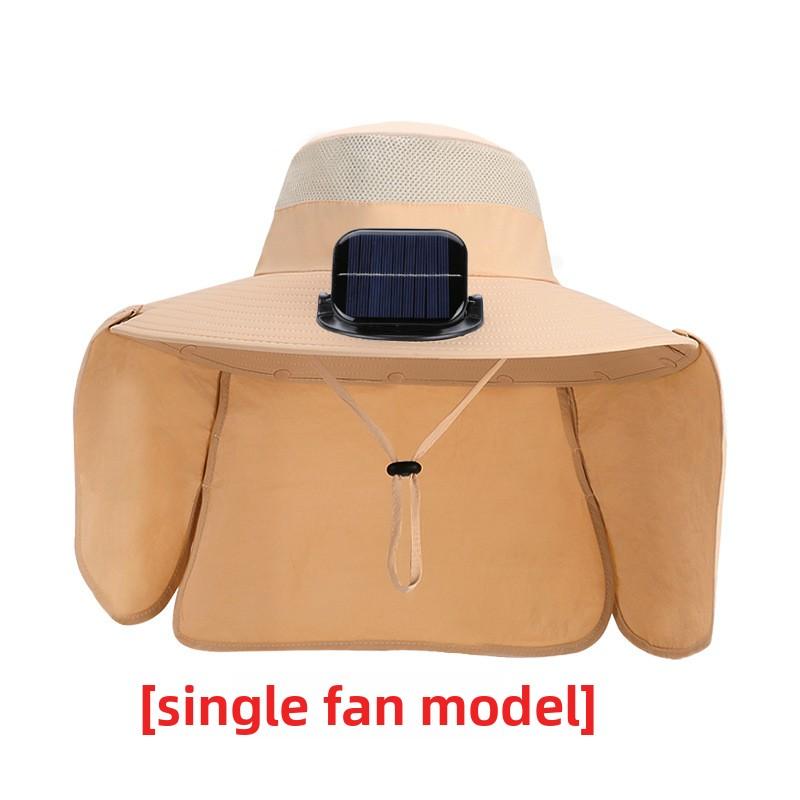 Summer Outdoor Fishing and Hiking Sun Hat with Extra-large Brim, Solar Fan Hat, Shawl, Neck Protector, Sun Protection Fisherman Hat