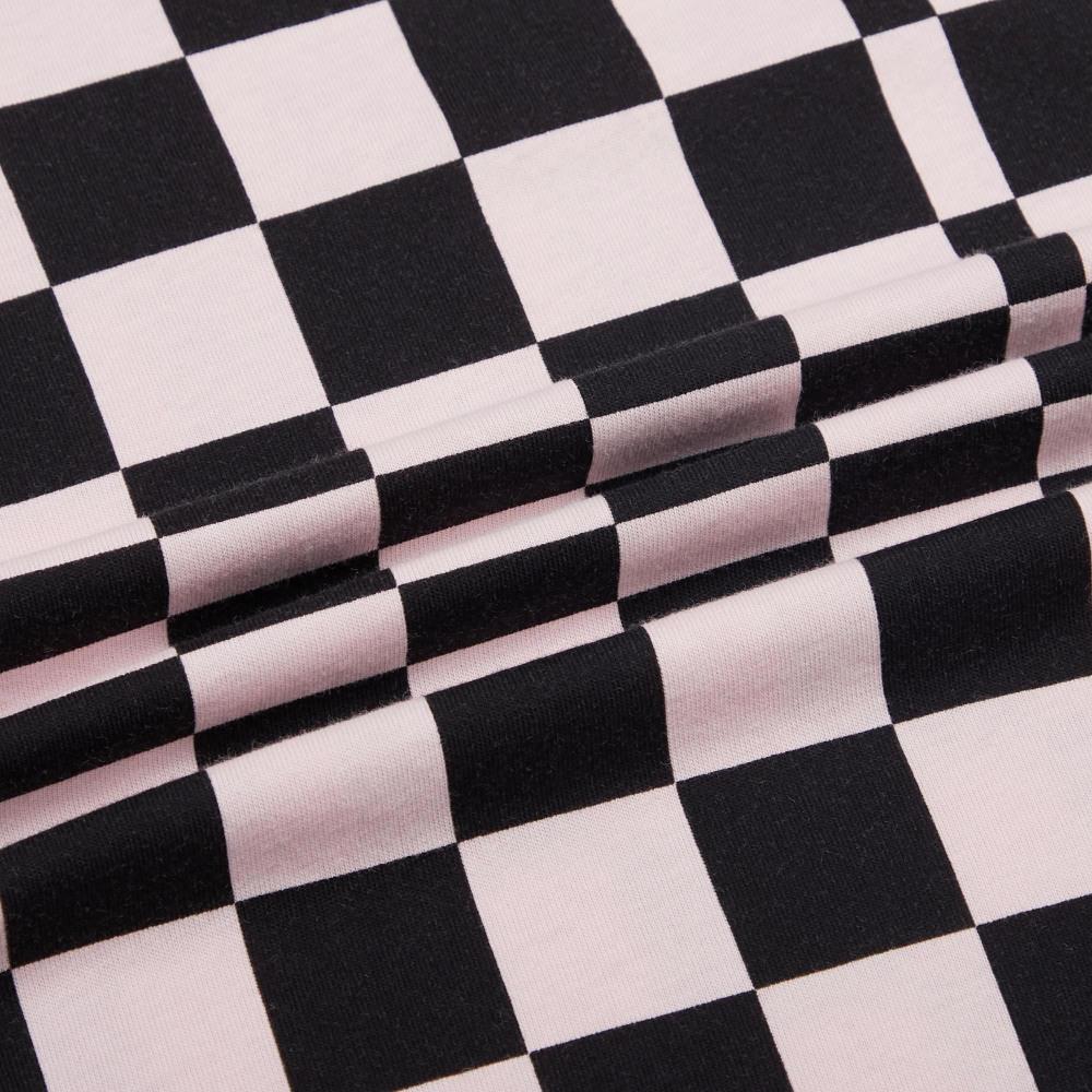 Puma Downtown Checkered Round Neck Short Sleeve Tee Women Tops Pink 533046-36