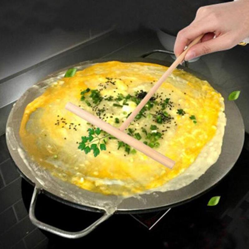 2ks Dřevěné hrábě ve tvaru T na kulaté těsto Nátěr na palačinky na krepování Kuchyňské nářadí