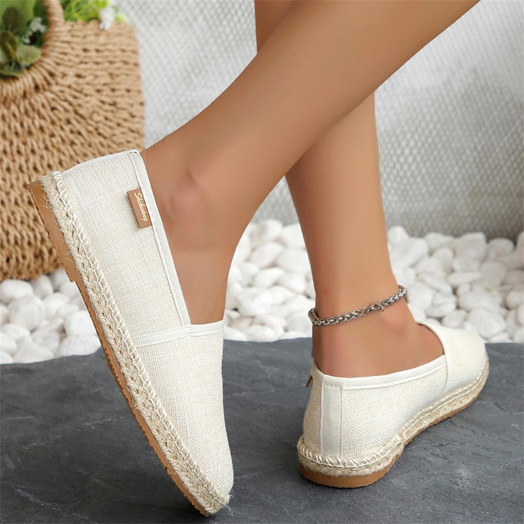 Women's Casual Canvas Slip-On Shoes Flat Espadrille Loafers Comfortable Round Toe Lightweight Walking Shoes for Large Sizes