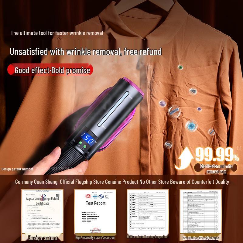 German QuanShang Portable Handheld Garment Steamer - Compact Electric Clothes Iron for Home & Dorm.