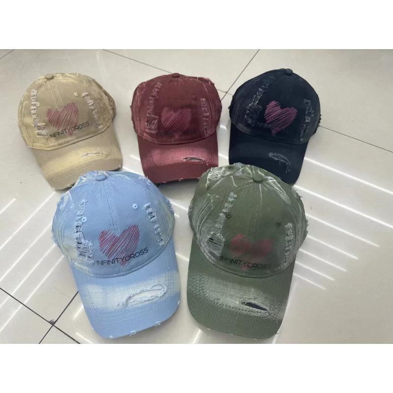 New Ripped Hand  painted Baseball Cap for Men and Women Casual Sun Protection Hat Showing Face Small and Versatile Baseball Hat Trendy
