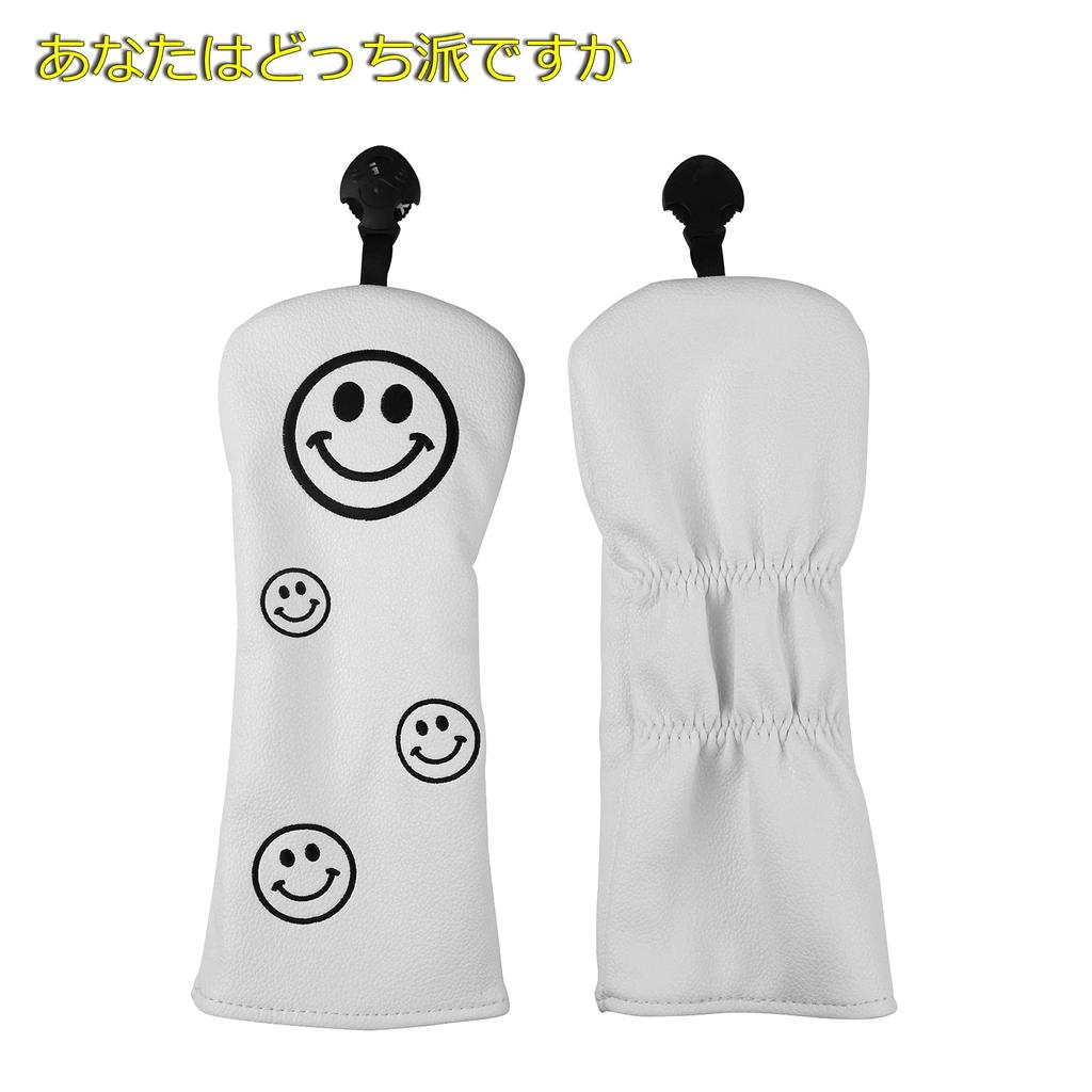 Golf Head Cover Driver 440cc 460cc Cover Wood Cover Utility UT Cover Set of 4 Single Item Waterproof Smile (Set of 4 White)