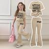 Girls Casual Short Sleeve Printed Outfit Set for Daily Summer Wear