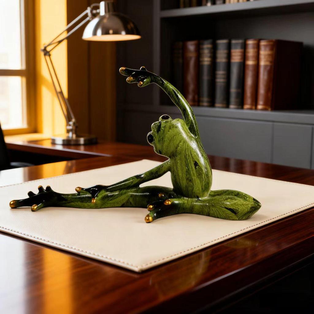 Resin Yoga Frog Ornaments for Office, TV, or Wine Cabinet Decor