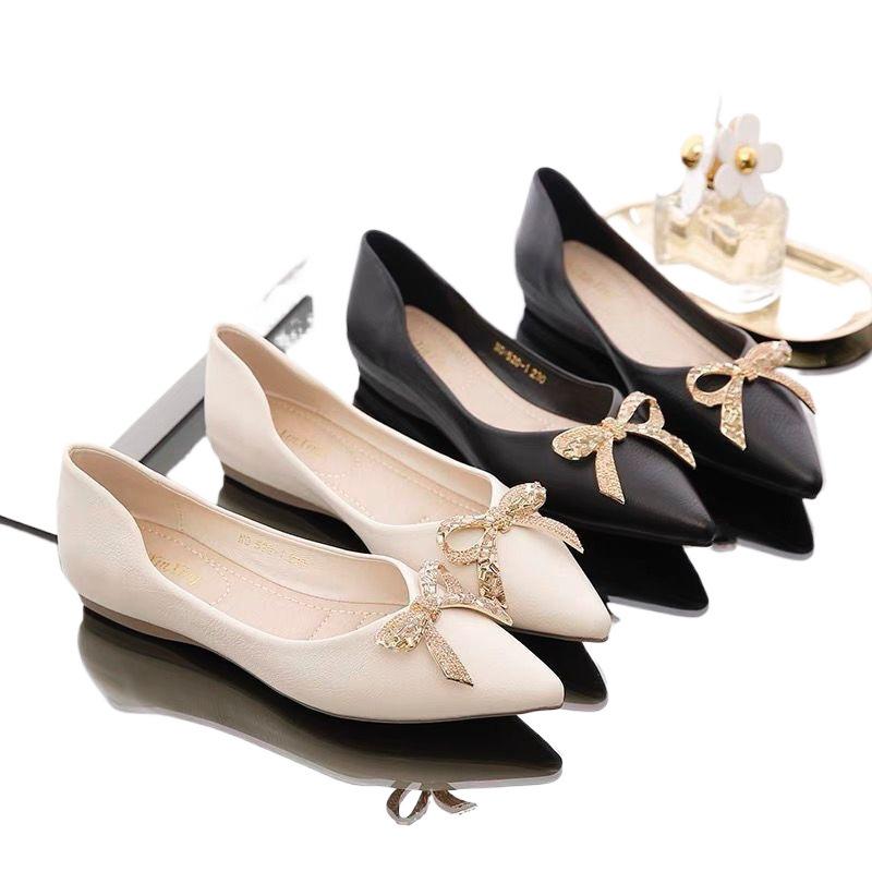 Trendy Flat Sole Single Shoes for Women 2024 New Style Shallow Mouth Pointed Versatile Soft Sole Temperament Luxu Women's Shoes